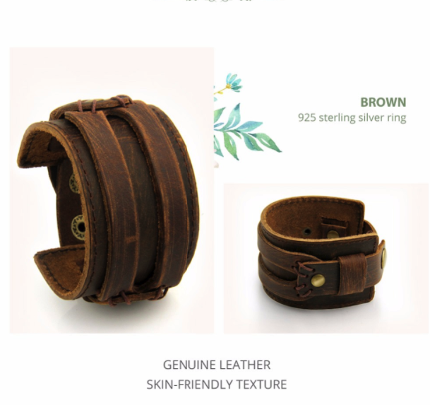 Wide Leather Bracelets for Men