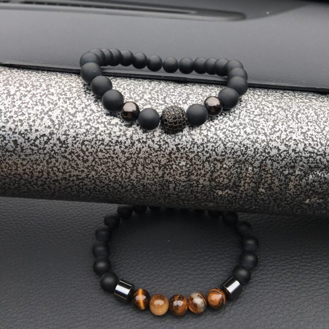 Fashion Men’s Bracelet with Matte Beads