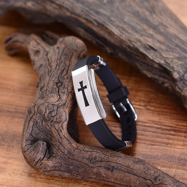 Men’s Leather Bracelet with Cross