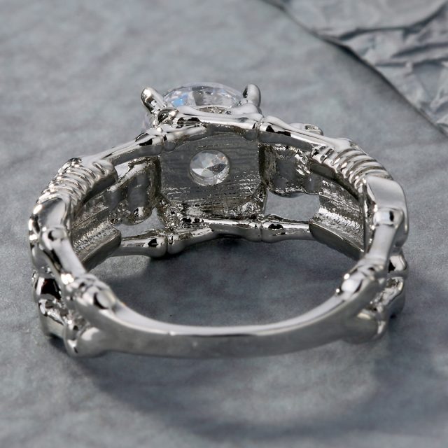 Men’s Skeletons Themed Ring with Round Zirconia