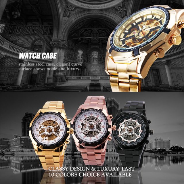 Cool Men’s Skeleton Automatic Mechanical Watch