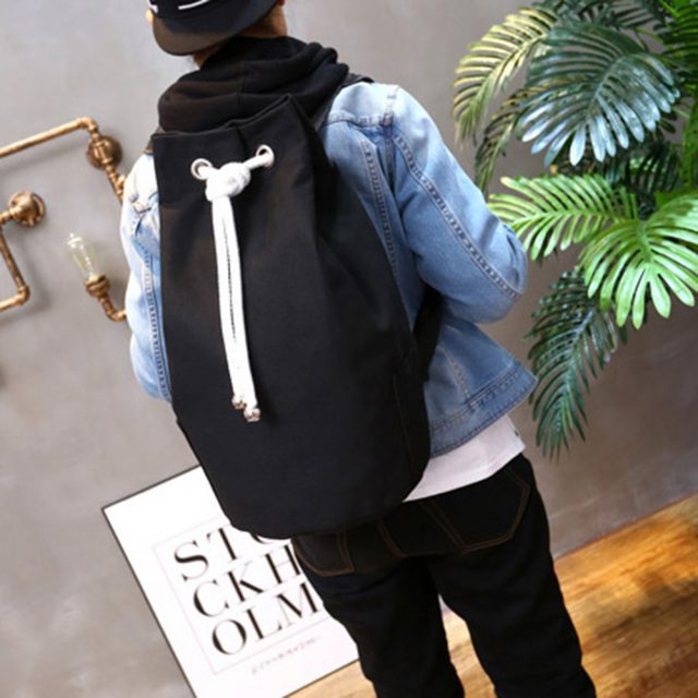 Men’s Sport Style Canvas Drawstring Backpack