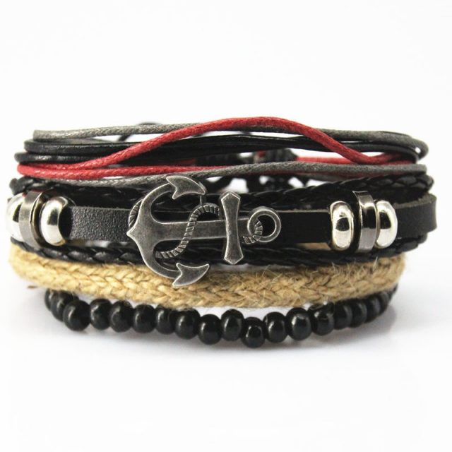 Set of Leather Bracelets for Men